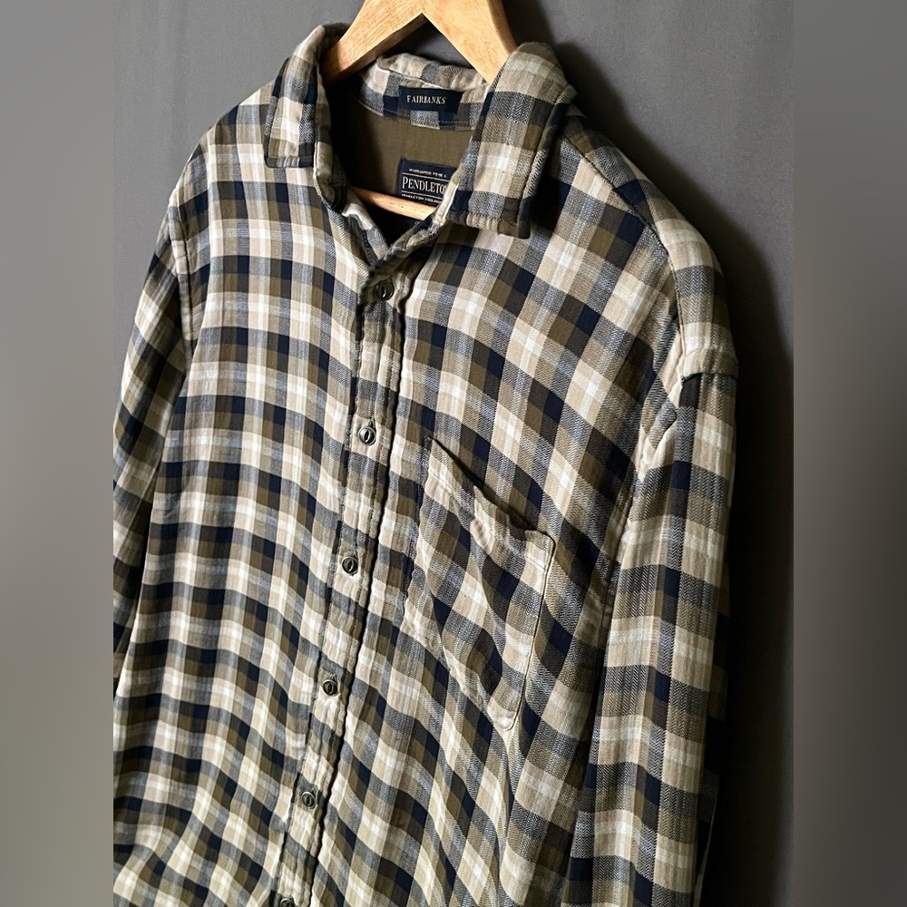 Pendleton Fairbanks Plaid Button Down Olive Green… - image 2